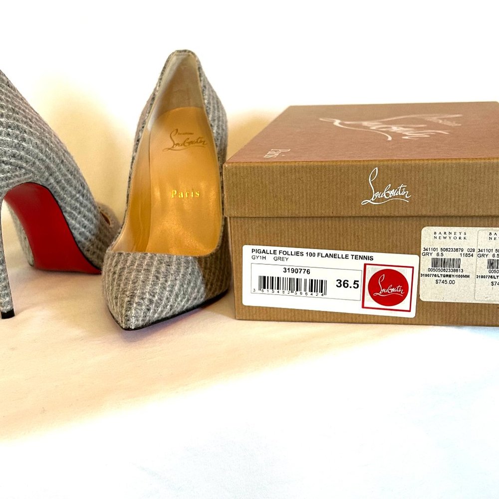 Louboutin Pigalle Folles-Size 6.5 Grey - Picture 2 of 4